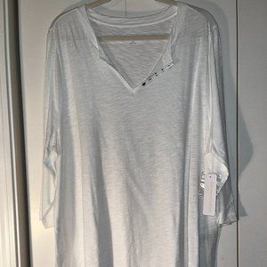 Soft Surroundings henley long sleeve white tee